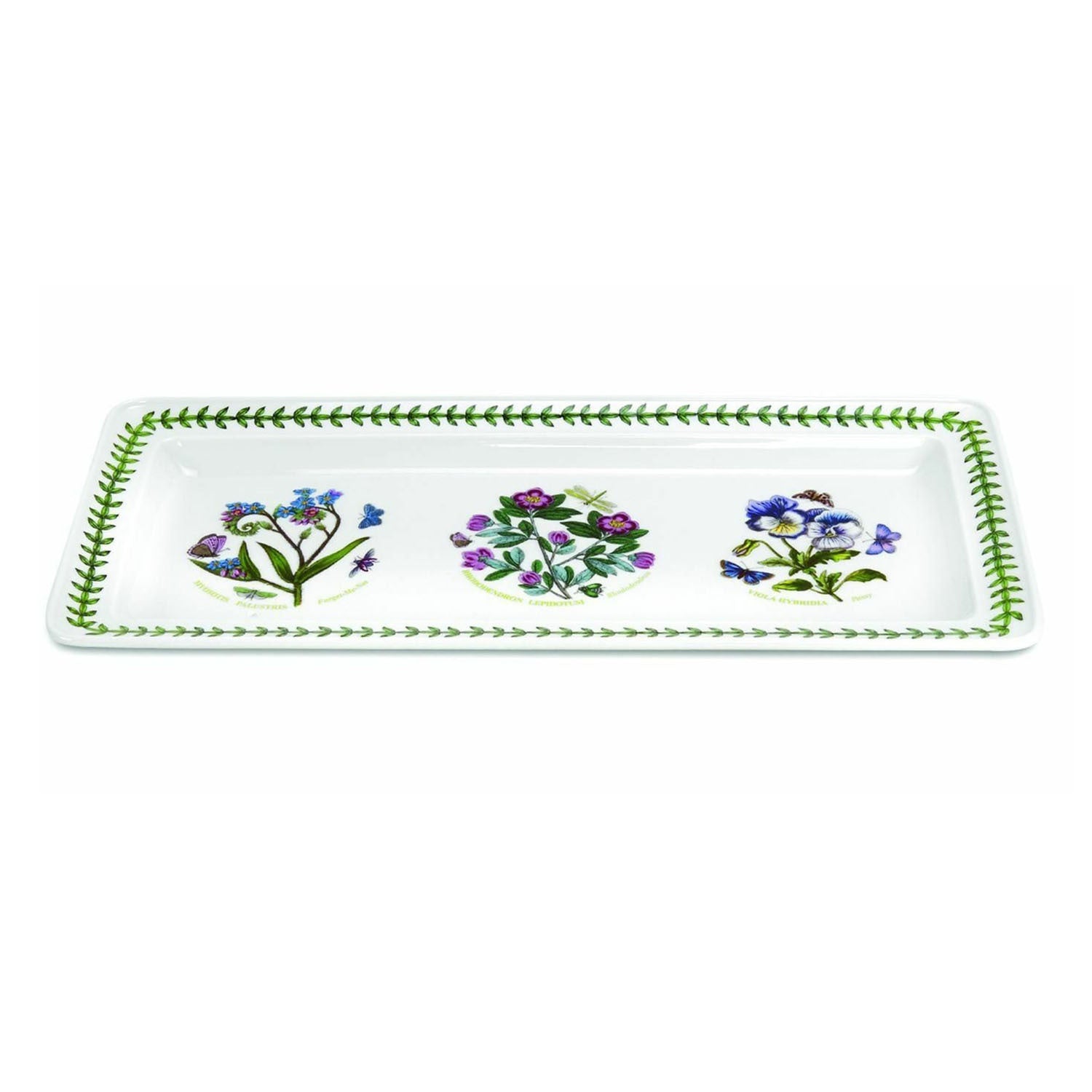 Portmeirion Botanic Garden - 36.75cm Rectangular Tray Forget-Me-Not, Rhododendron, Pansy