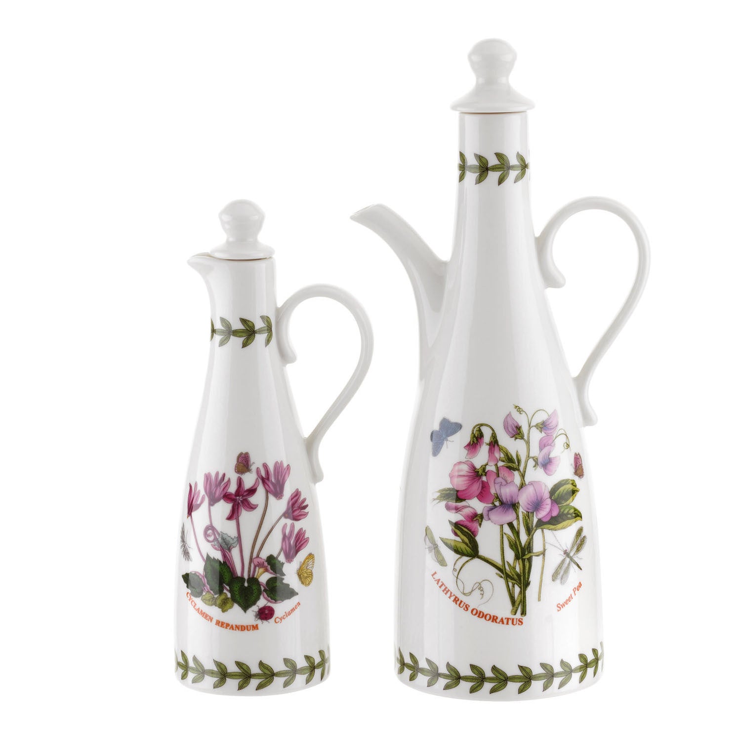 Portmeirion Botanic Garden - 23cm Oil & 17.5cm Vinegar (Boxed Set) Cyclamen, Sweet Pea