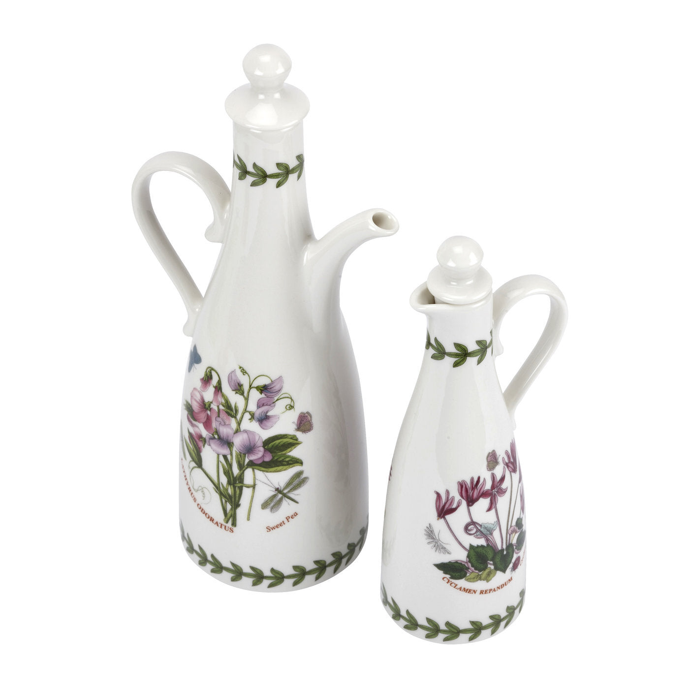 Portmeirion Botanic Garden - 23cm Oil & 17.5cm Vinegar (Boxed Set) Cyclamen, Sweet Pea