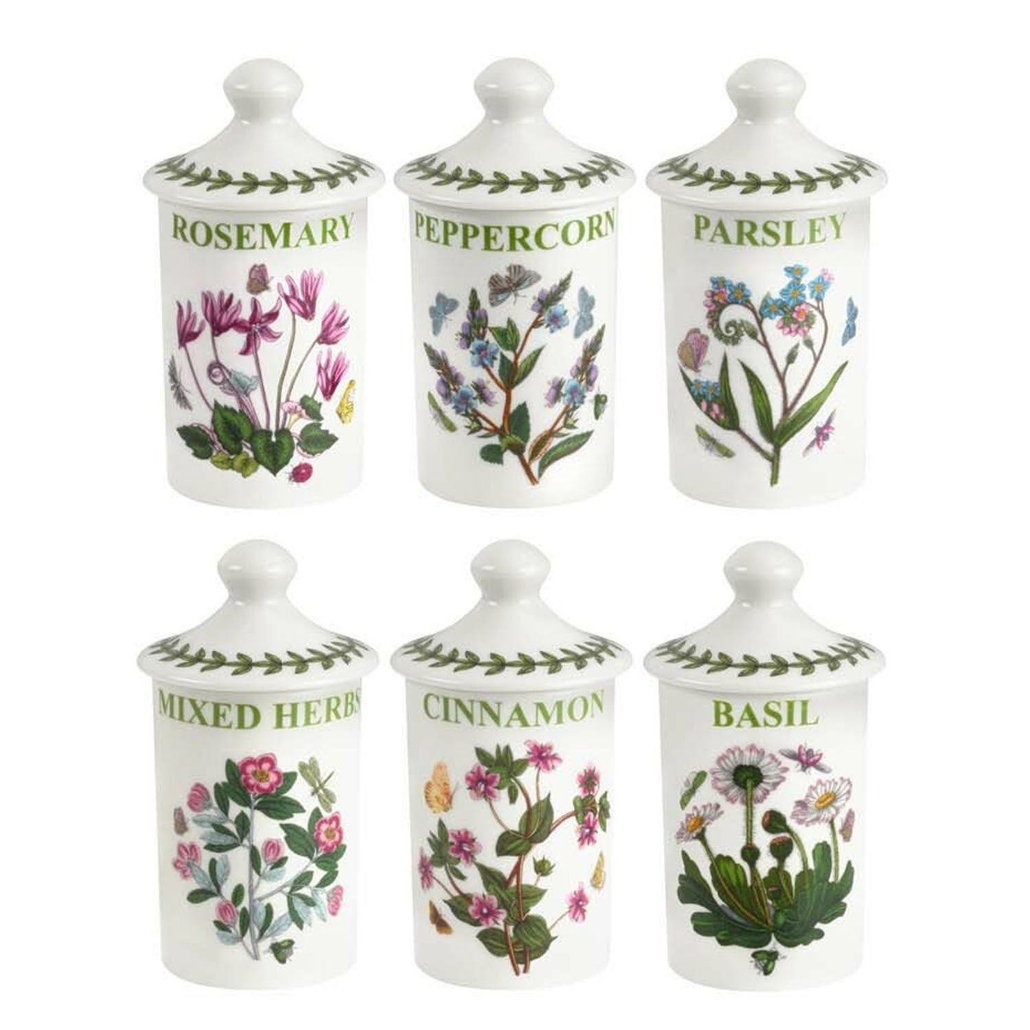 Portmeirion Botanic Garden - 11.5cm Herb & Spice Jar (Boxed S/6) Assorted motifs