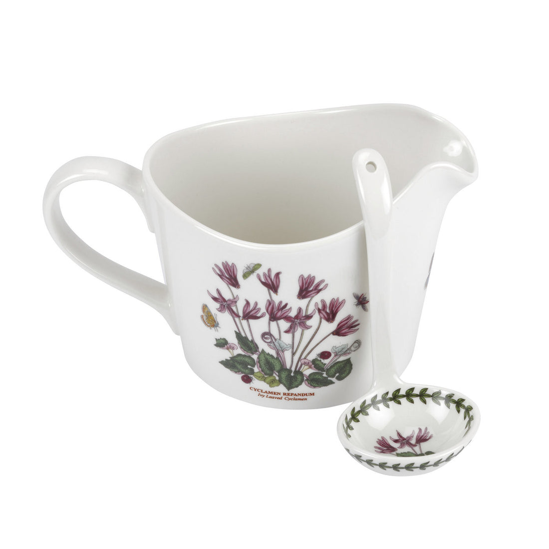 Portmeirion Botanic Garden - 0.6L Sauce Jug & 14cm Mini Ladle Cyclamen