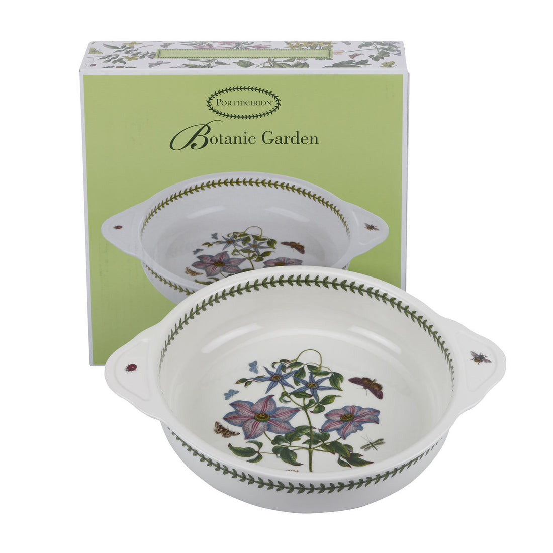 Portmeirion Botanic Garden - 31cm Round Baking Dish with Handles Clematis