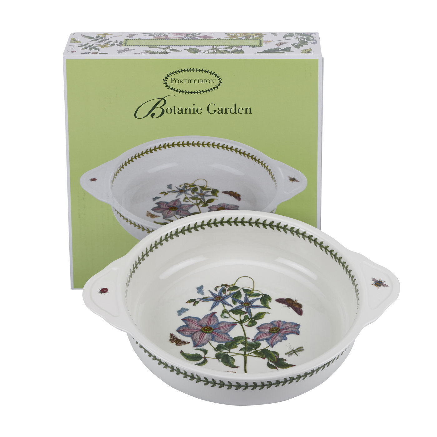 Portmeirion Botanic Garden - 31cm Round Baking Dish with Handles Clematis