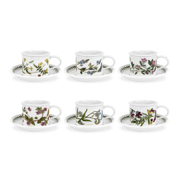 Portmeirion Botanic Garden - 0.1L Small Mocha Cup & Saucer (Boxed S/6) Assorted motifs