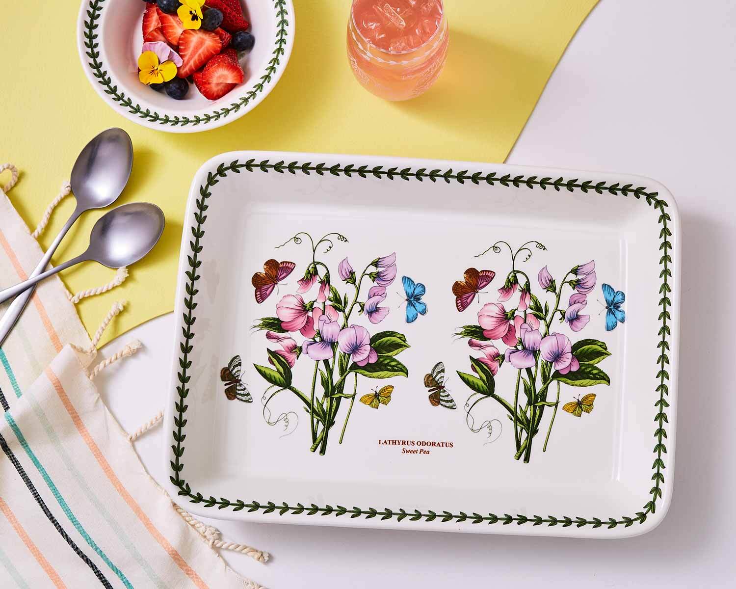 Portmeirion Botanic Garden - 36.5x26.5cm Lasagne Dish Sweet Pea