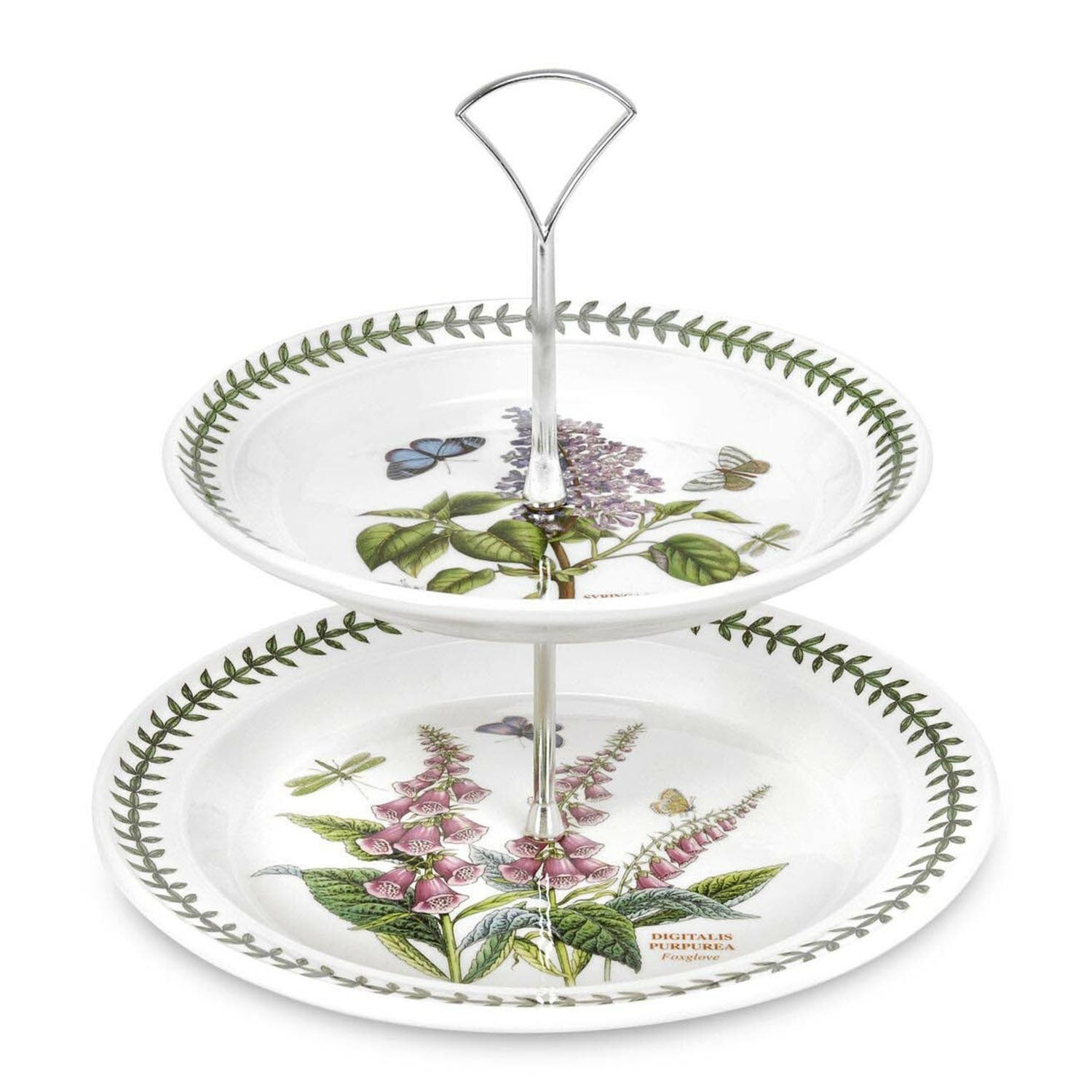 Portmeirion Botanic Garden - 26.8cm 2-Tier Cake Stand Foxglove, Garden Lilac