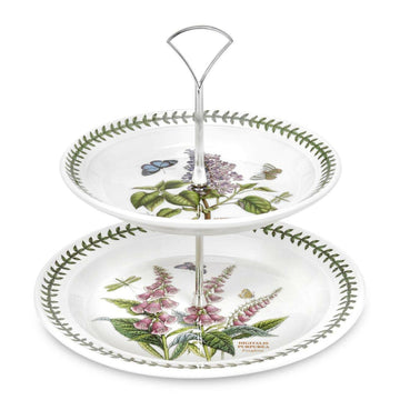 Portmeirion Botanic Garden - 26.8cm 2-Tier Cake Stand Foxglove, Garden Lilac