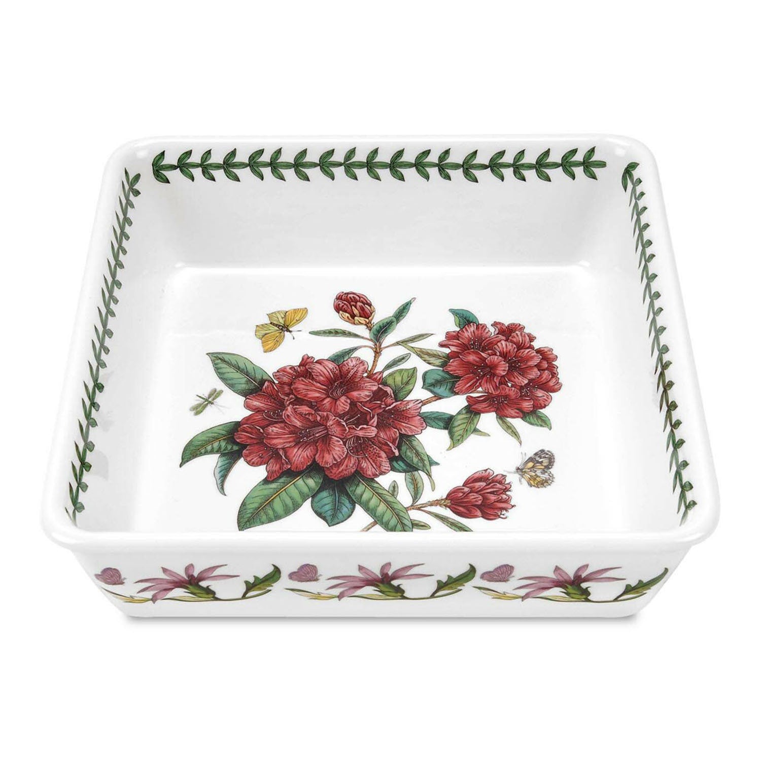 Portmeirion Botanic Garden - 25.25cm Deep Square Dish Rhododendron