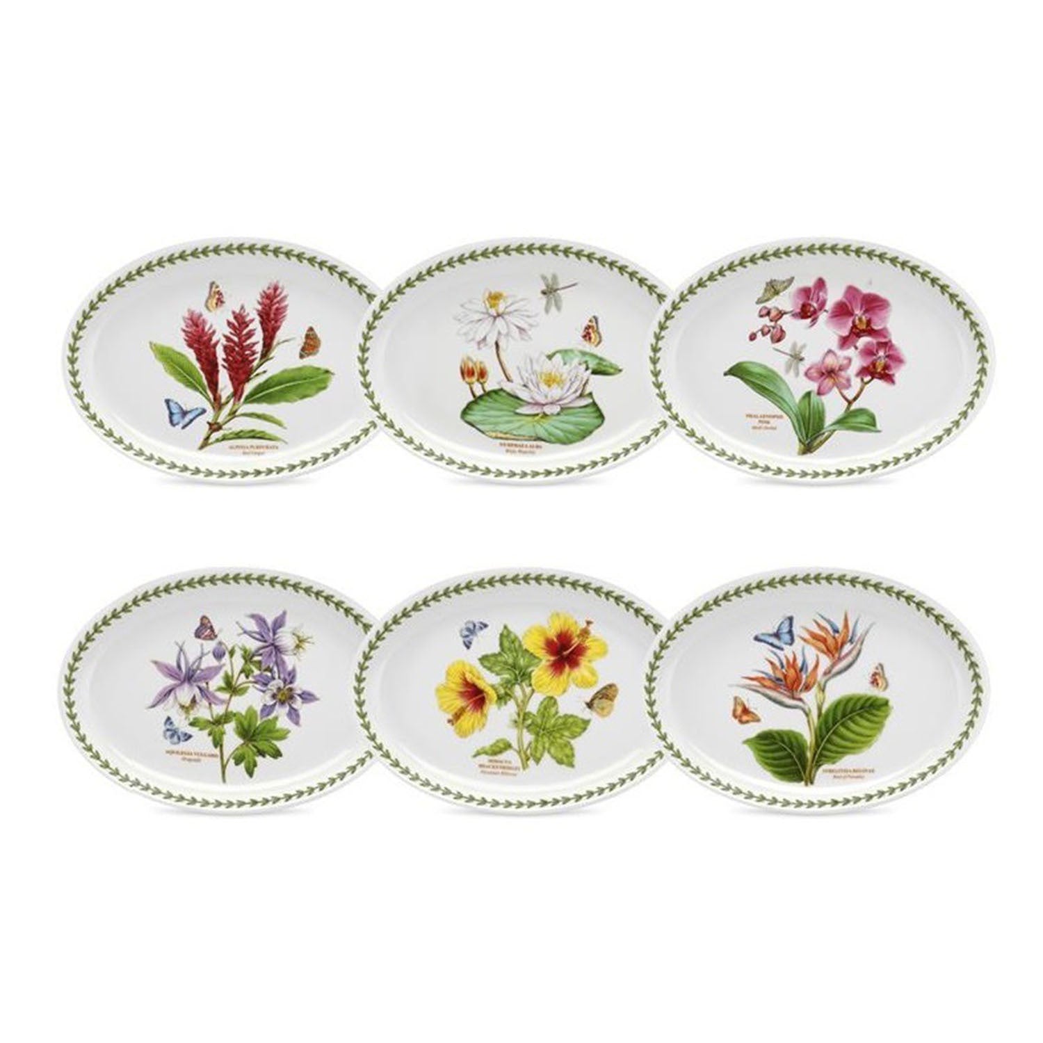 Portmeirion Exotic Botanic Garden - 27.4cm/10.5" Oval Platters (S/6) Assorted motifs