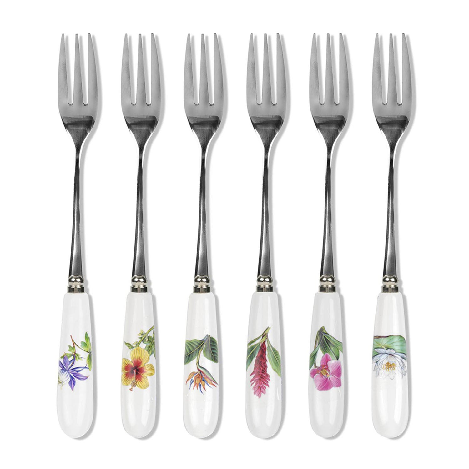 Portmeirion Exotic Botanic Garden - 15.5cm Pastry Forks (Boxed S/6) Assorted motifs