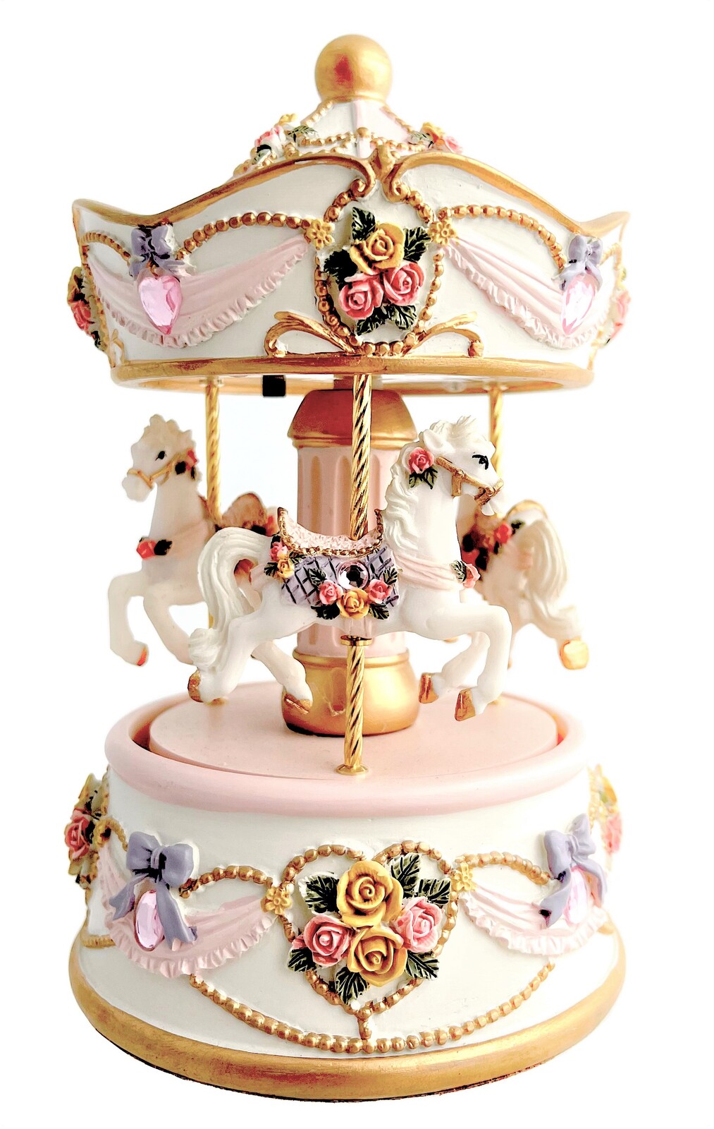 Russell Collection Giftware - 3 Horse Carousel Petite Rose 9.5x9.5x14.5cm SKU: HI_CXPETROSE