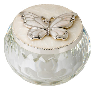Russell Collection Giftware - Glass And Epoxy Jewellery Box With Butterflies 7.5x7.5x5cm