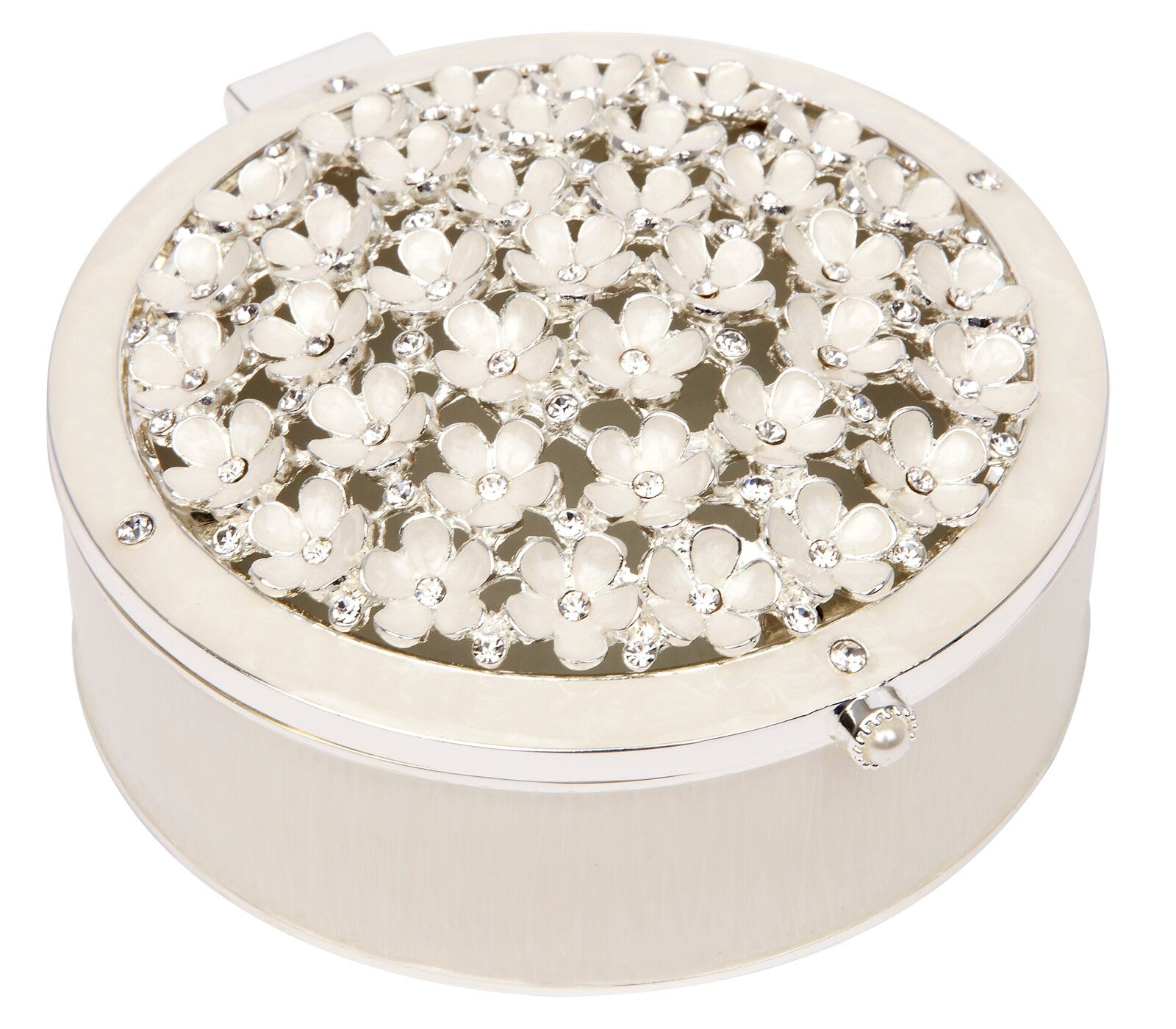 Russell Collection Giftware - Epoxy Jewellery Box Embossed With Flowers 12x10.5x4.5cm