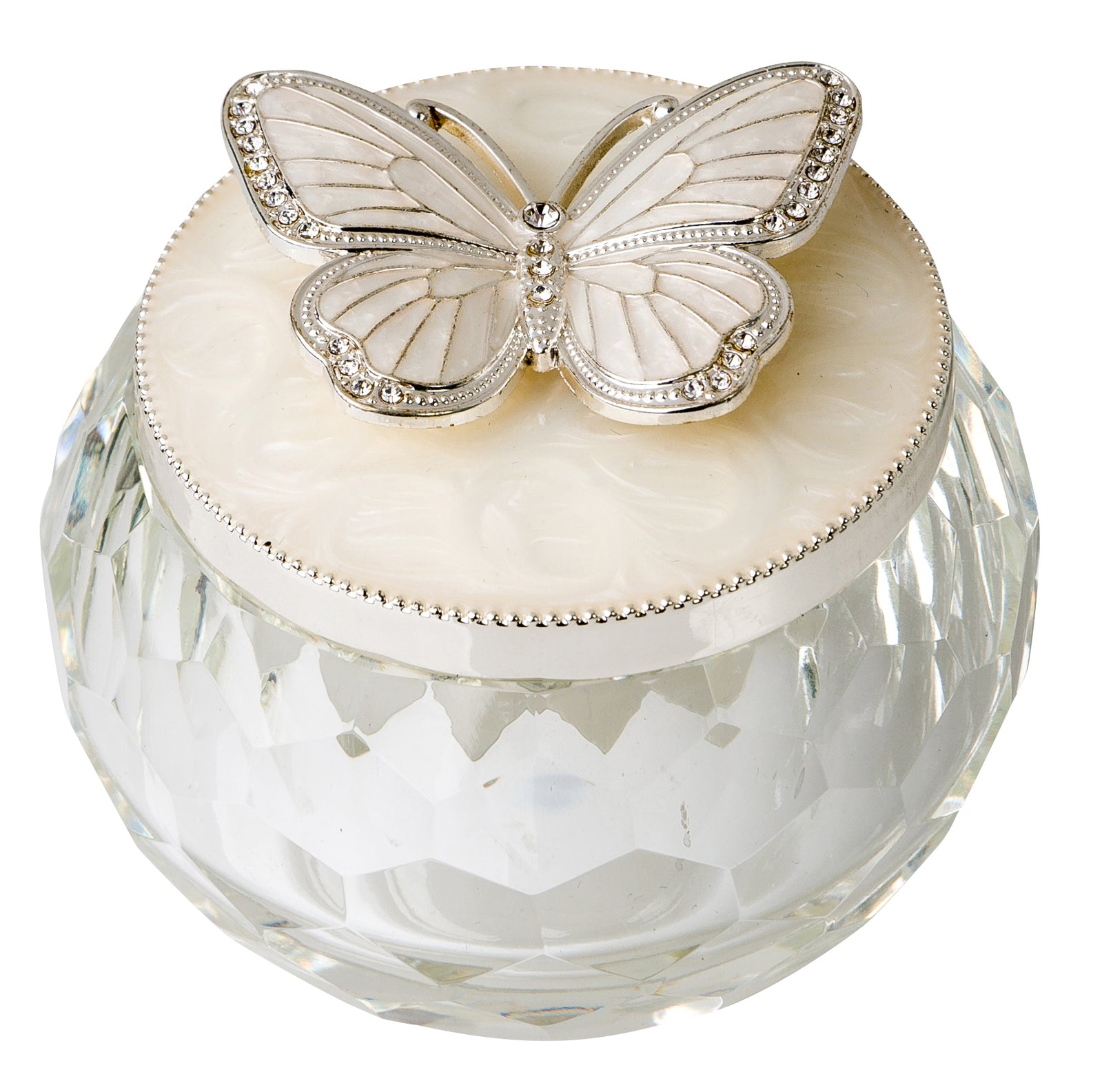 Russell Collection Giftware - Glass And Epoxy Jewellery Box With Butterfly 7.5x7.5x5cm