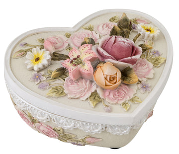 Russell Collection Giftware - Heart-Shaped Resin Jewellery Box Elena