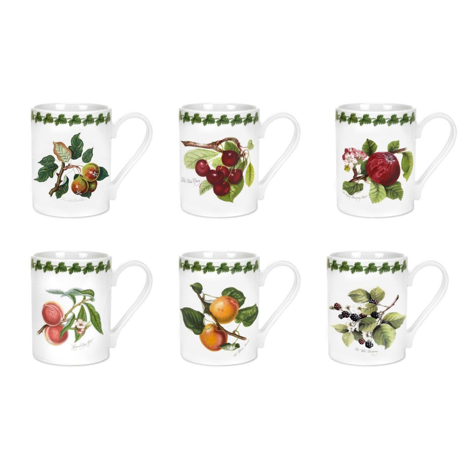 Portmeirion Pomona - 0.28L Coffee Mug (S/6) Pear, Cherry, Apple, Peach, Apricot, Blackberry