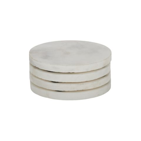 Neo S/4 Round Marble Coaster 10cm White