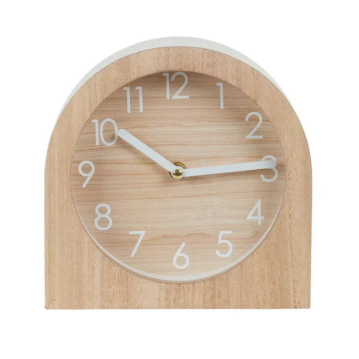 Carnaby Wood Desk Clock 20cm Nat/White OD5421
