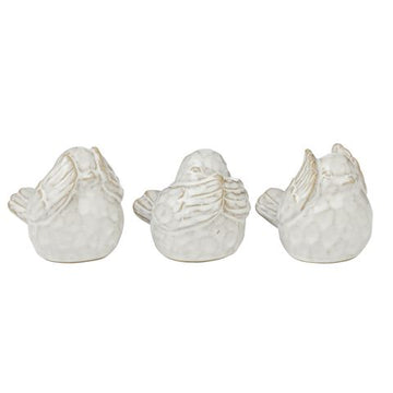 Cheeky S/3 Ceramic Birds 6x9x7cm White