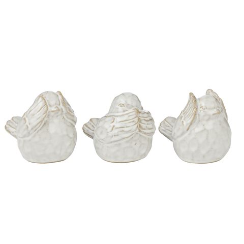 Cheeky S/3 Ceramic Birds 6x9x7cm White