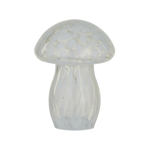 Mushroom Glass LED Lamp 17x21.5cm White