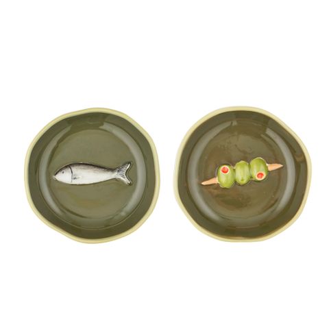 Porto Ceramic Dish 10x2.5cm Olive 2 Asst