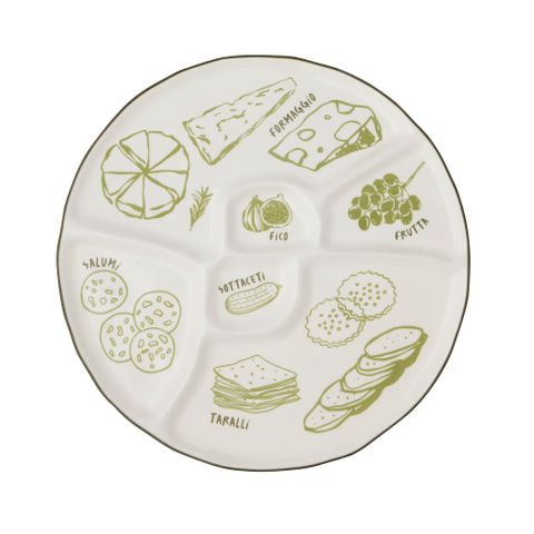 Deli Ceramic Divided Platter 35cm Green