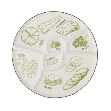 Deli Ceramic Divided Platter 35cm Green