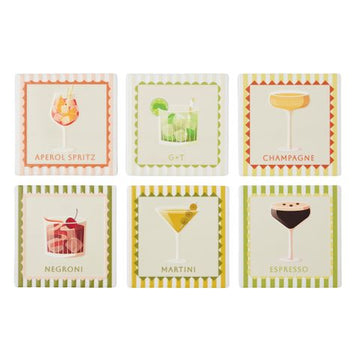 Aperitif Ceramic Coaster 10cm 6 Asst CDU