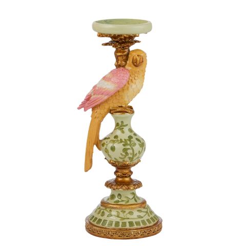 Polly Parrot Resin C'Holder 12x32cm Pink