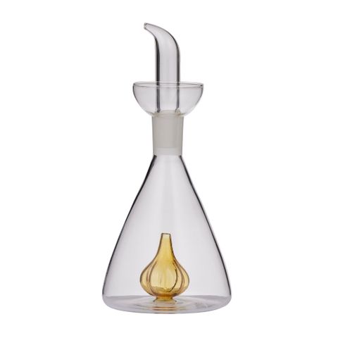 Garlic Glass Oil Bottle 9x20cm Amber