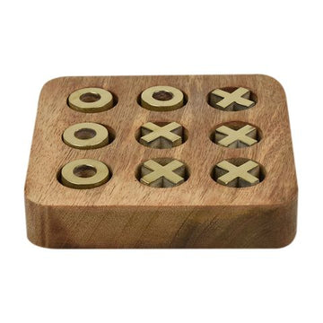 Noughts & Crosses 11.5x11.5cm- Nat/Gold
