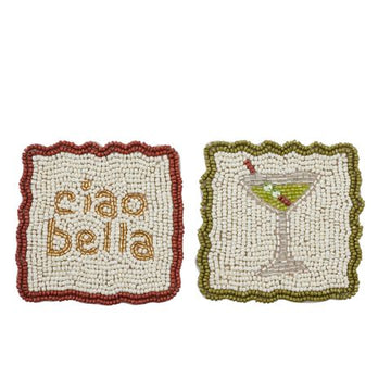 Ciao Martini Beaded Coaster 10cm 2 Asst