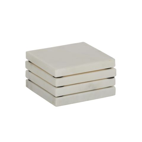Neo S/4 Square Marble Coaster 10cm White
