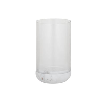 Nina Marble/Glass Hurricane 14x25cm Wht