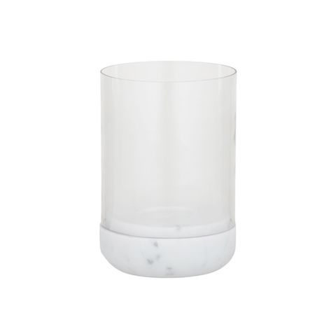 Nina Marble/Glass Hurricane 18x28.5cm Wh