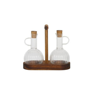 Bosco 3pc Glass/Wood Oil/Vinegar 9x15cm