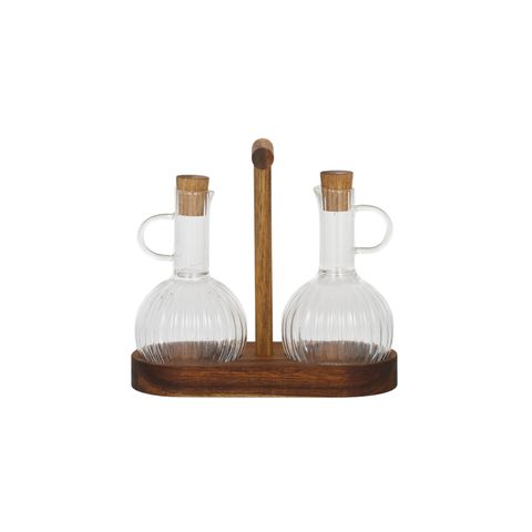 Bosco 3pc Glass/Wood Oil/Vinegar 9x15cm