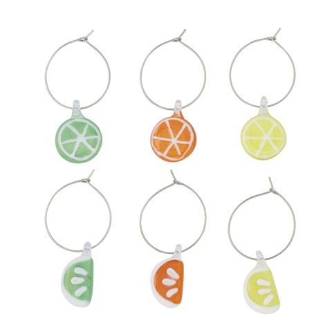 Citrus S/6 Glass Wine Charms 2.5cm