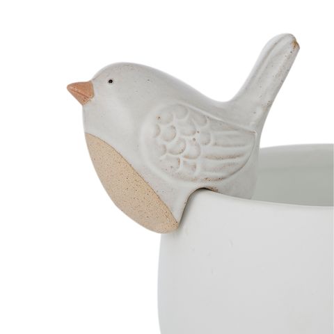 Bree Bird Cer Pot Hanger 6.5x9cm White