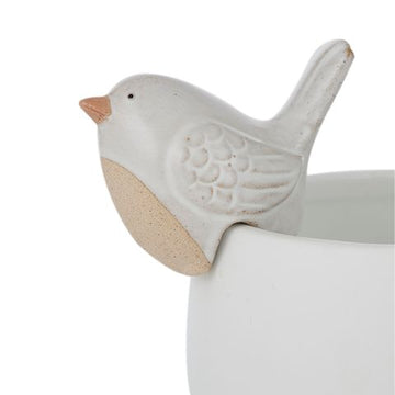 Bree Bird Cer Pot Hanger 6.5x9cm White