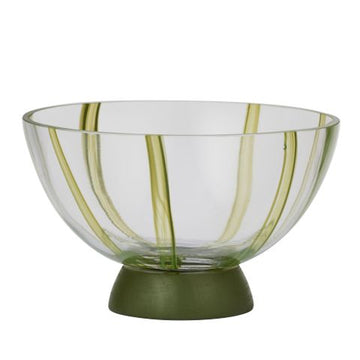 Raya Glass/Wood Footed Bowl 21.5x13cm