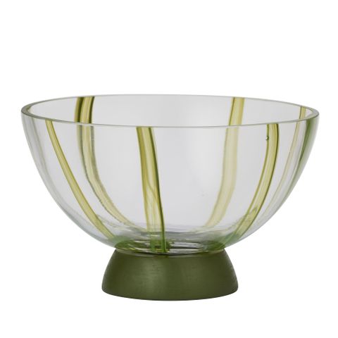 Raya Glass/Wood Footed Bowl 21.5x13cm