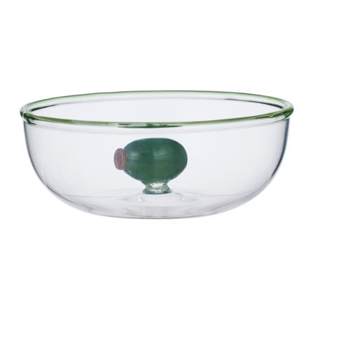 Olive Glass Bowl 11x11x4.5cm Clear/Green