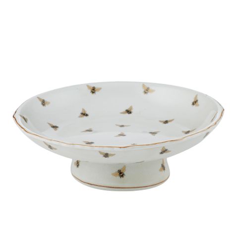 Apiary Cer Footed Plate 26.5x8.5cm Gold